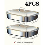 Stainless Steel Baking Pan Set with Lids - 4 Piece
