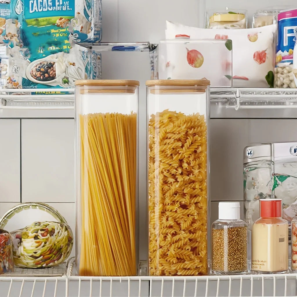 Square Glass Storage Jars 1450ml - Wide Mouth