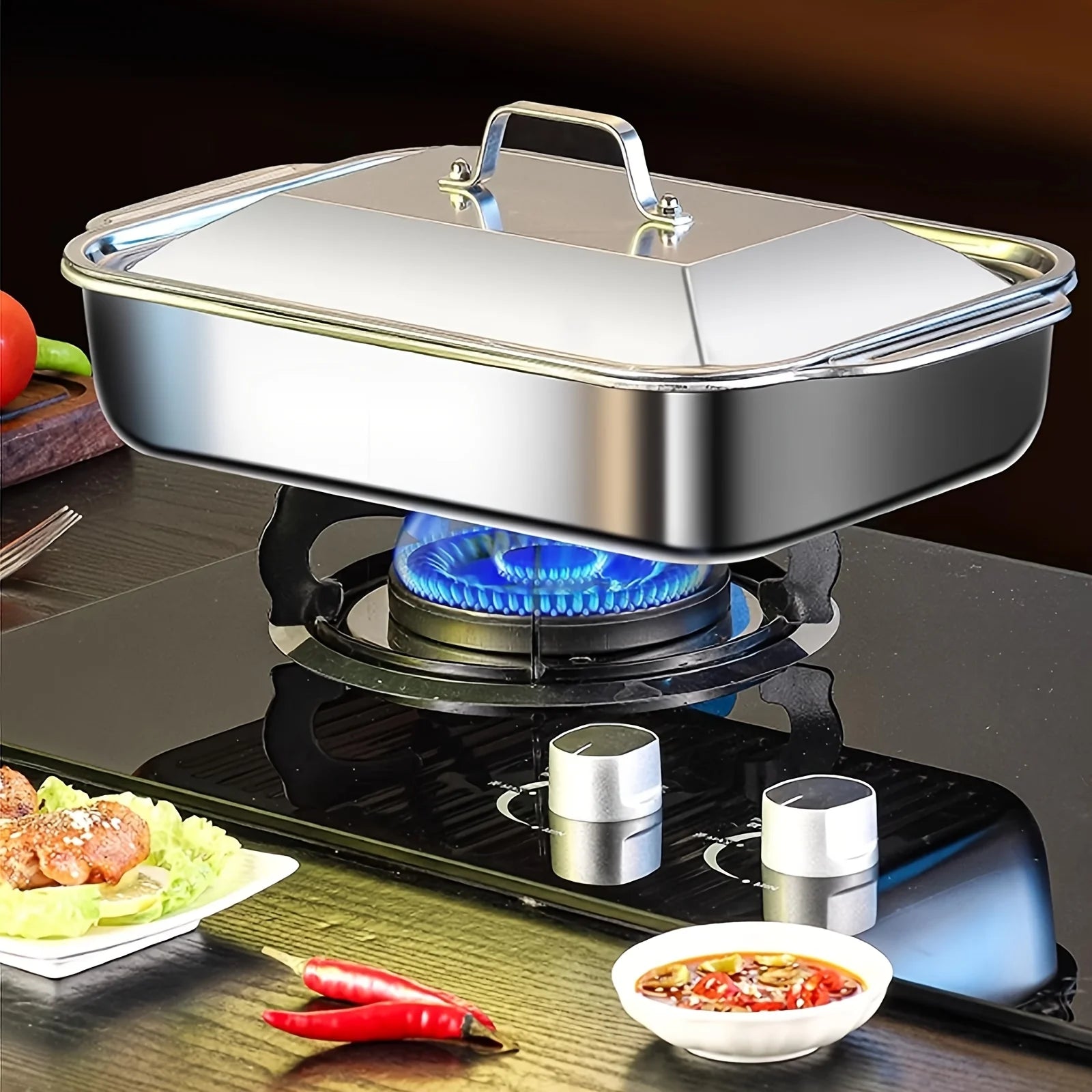Stainless Steel Baking Pan Set with Lids - 4 Piece