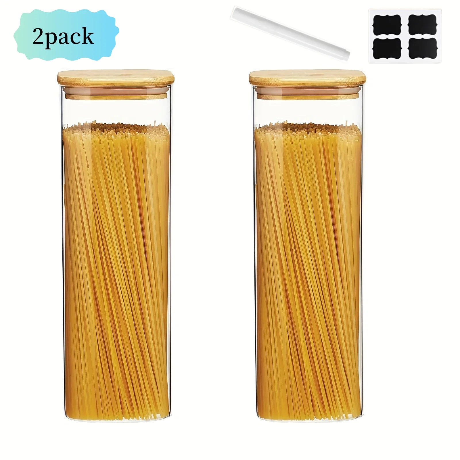Square Glass Storage Jars 1450ml - Wide Mouth