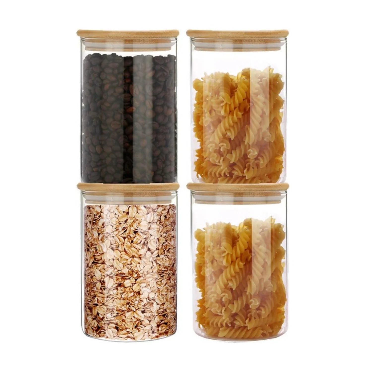 Glass Storage Jars with Bamboo Lids Set