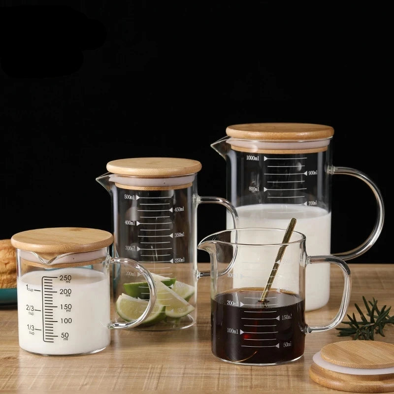 Glass Measuring Cups with Lid - Multiple Sizes