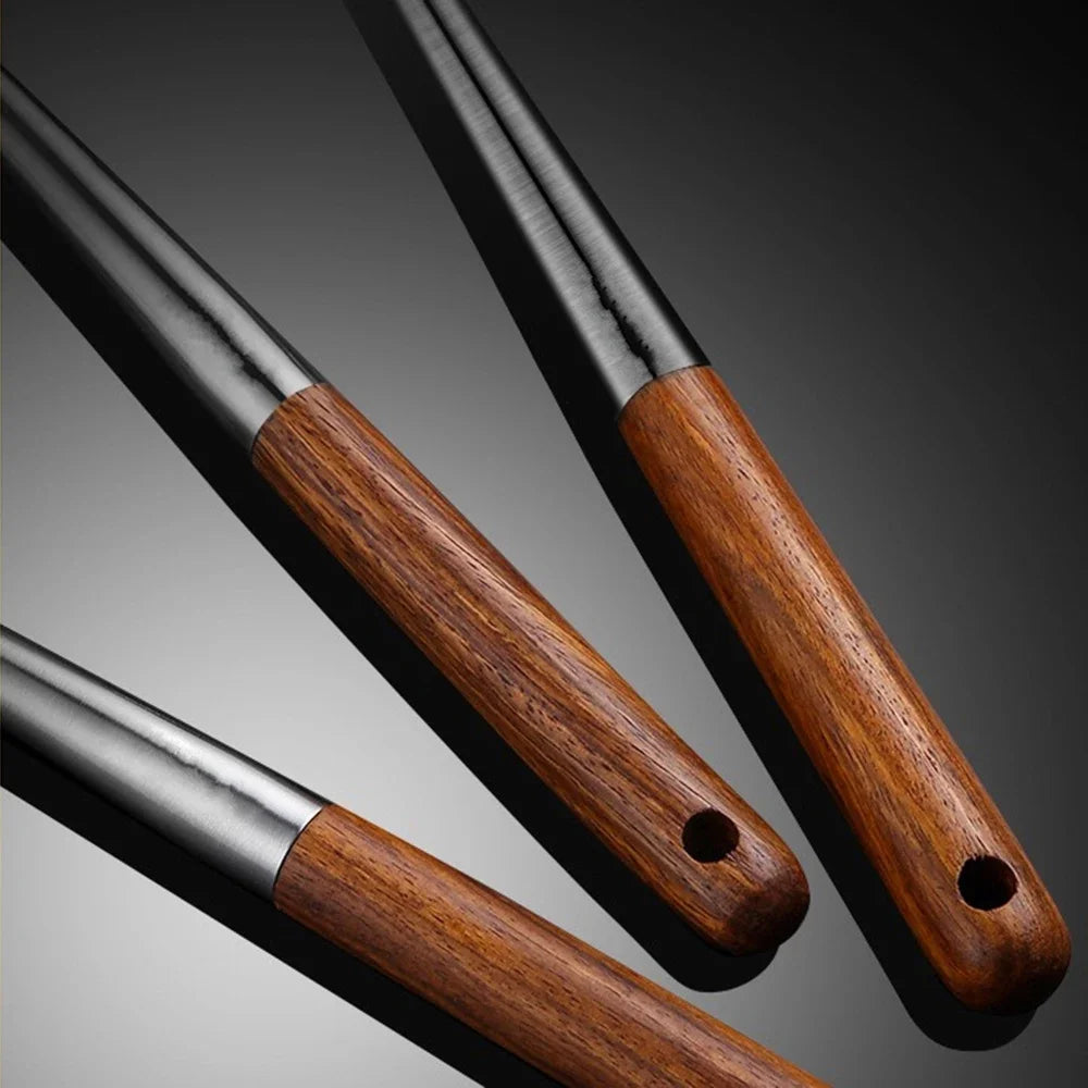 4-Piece Stainless Steel Utensil Set with Wood Handles
