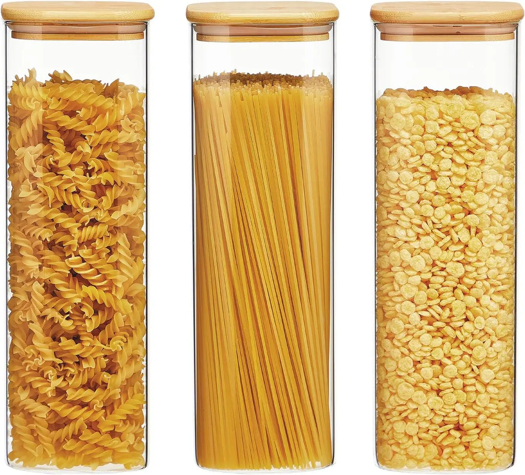 Square Glass Storage Jars 1450ml - Wide Mouth