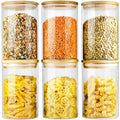 Glass Storage Jars with Bamboo Lids Set
