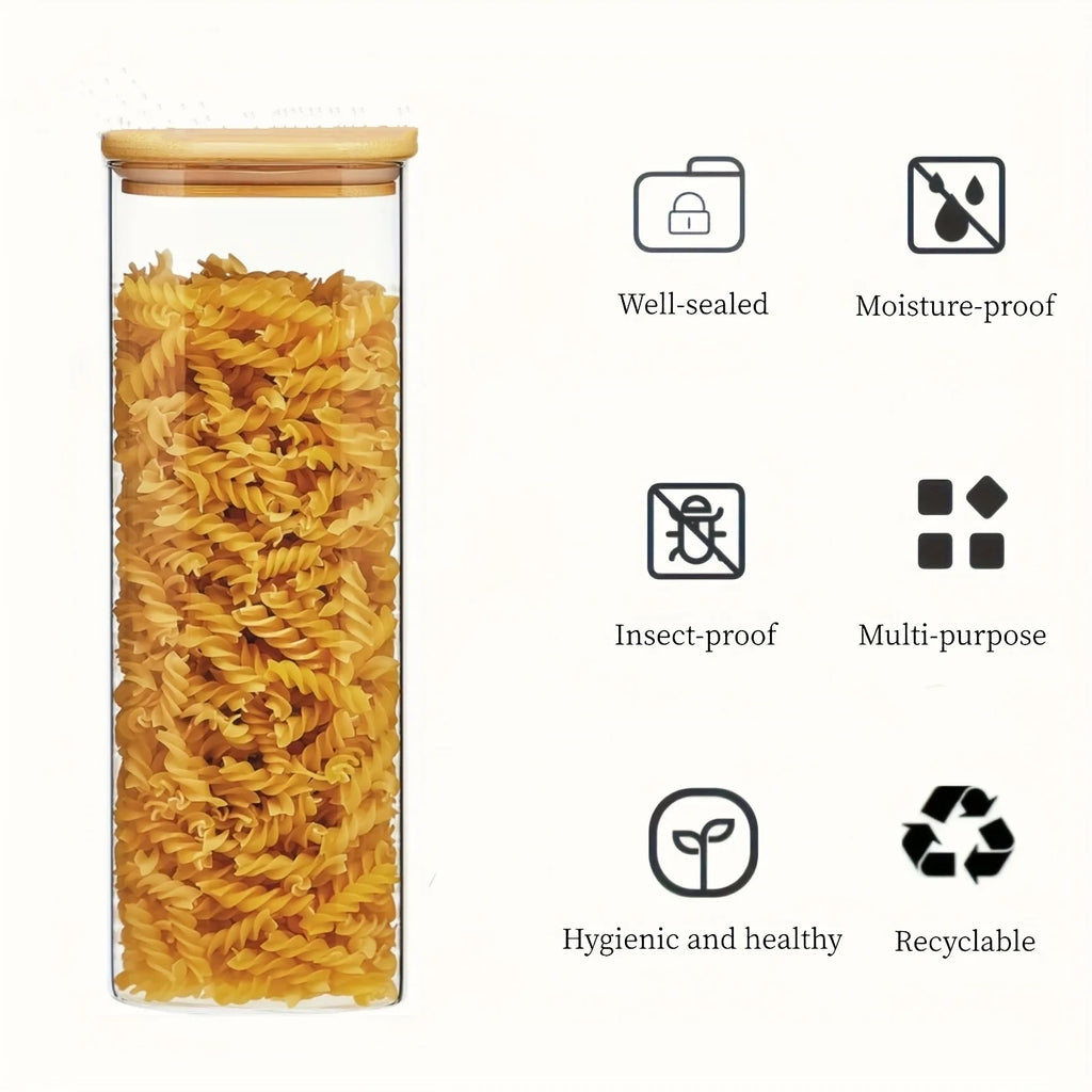 Square Glass Storage Jars 1450ml - Wide Mouth
