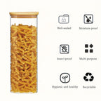 Square Glass Storage Jars 1450ml - Wide Mouth