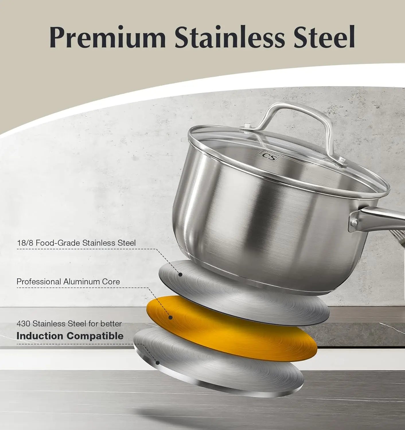 10-Piece Stainless Steel Cookware Set