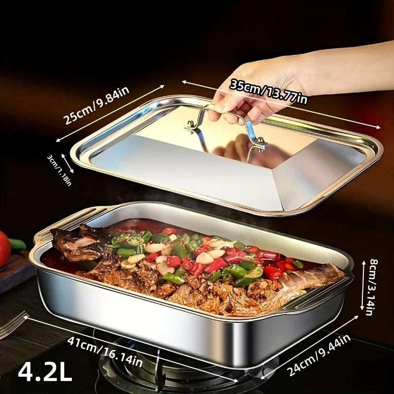 Stainless Steel Baking Pan Set with Lids - 4 Piece