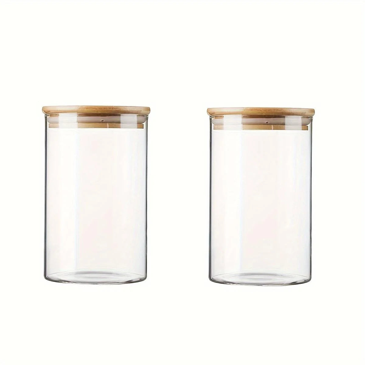 Glass Storage Jars with Bamboo Lids Set
