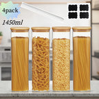 Square Glass Storage Jars 1450ml - Wide Mouth
