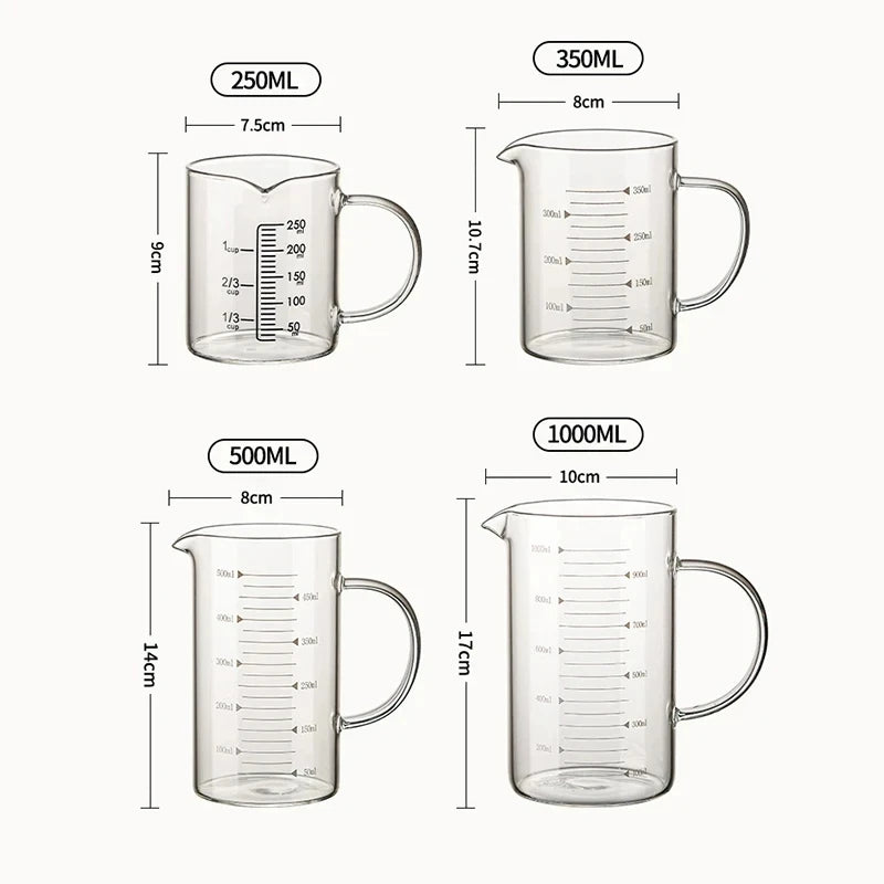 Glass Measuring Cups with Lid - Multiple Sizes