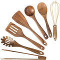 10-Piece Natural Teak Wooden Utensil Set