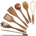 10-Piece Natural Teak Wooden Utensil Set