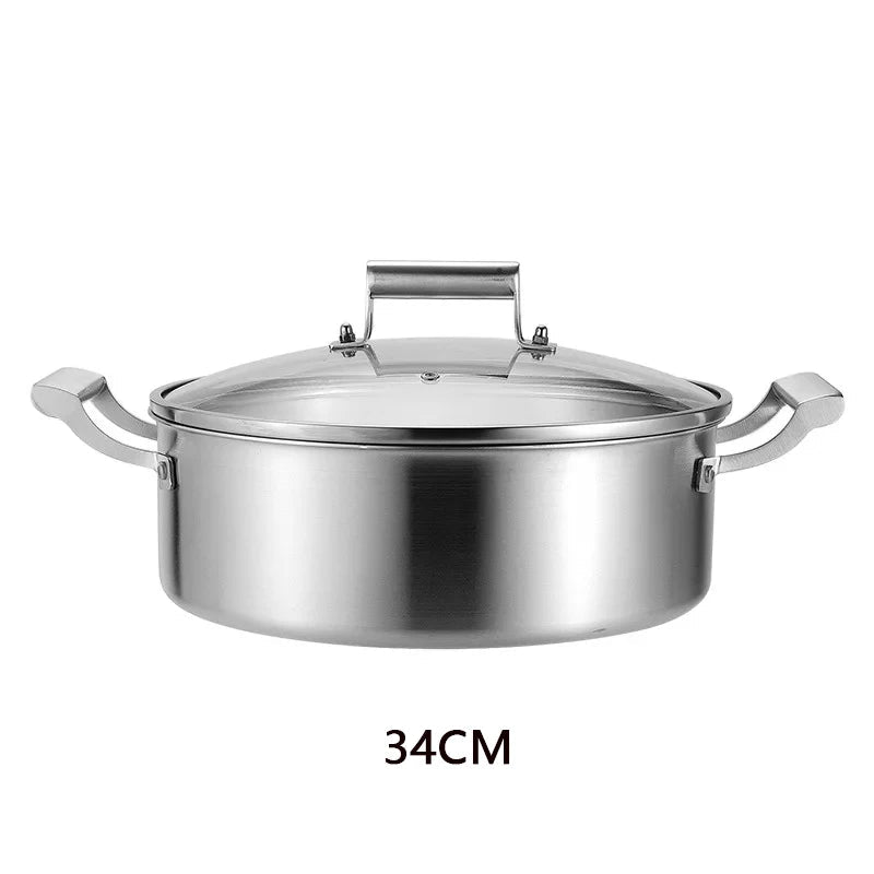 Stainless Steel Hot Pot with Glass Lid