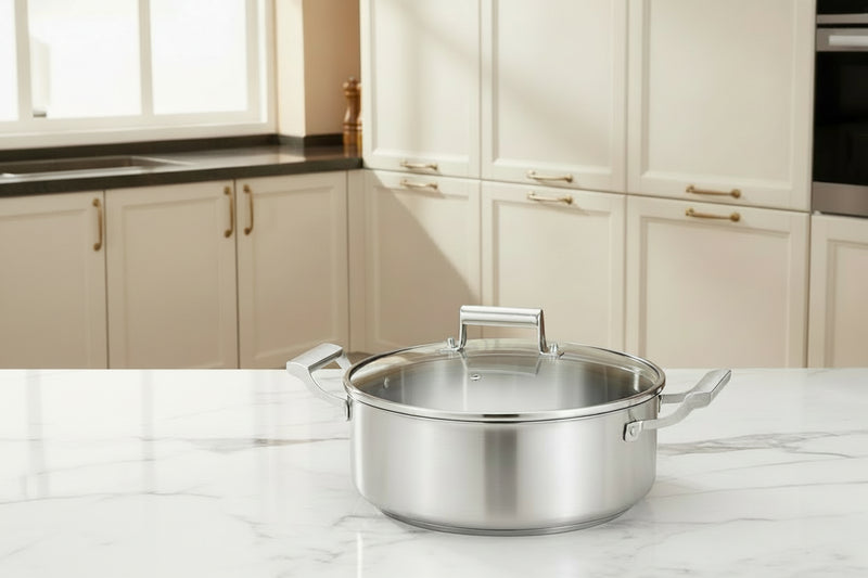 Stainless Steel Hot Pot with Glass Lid