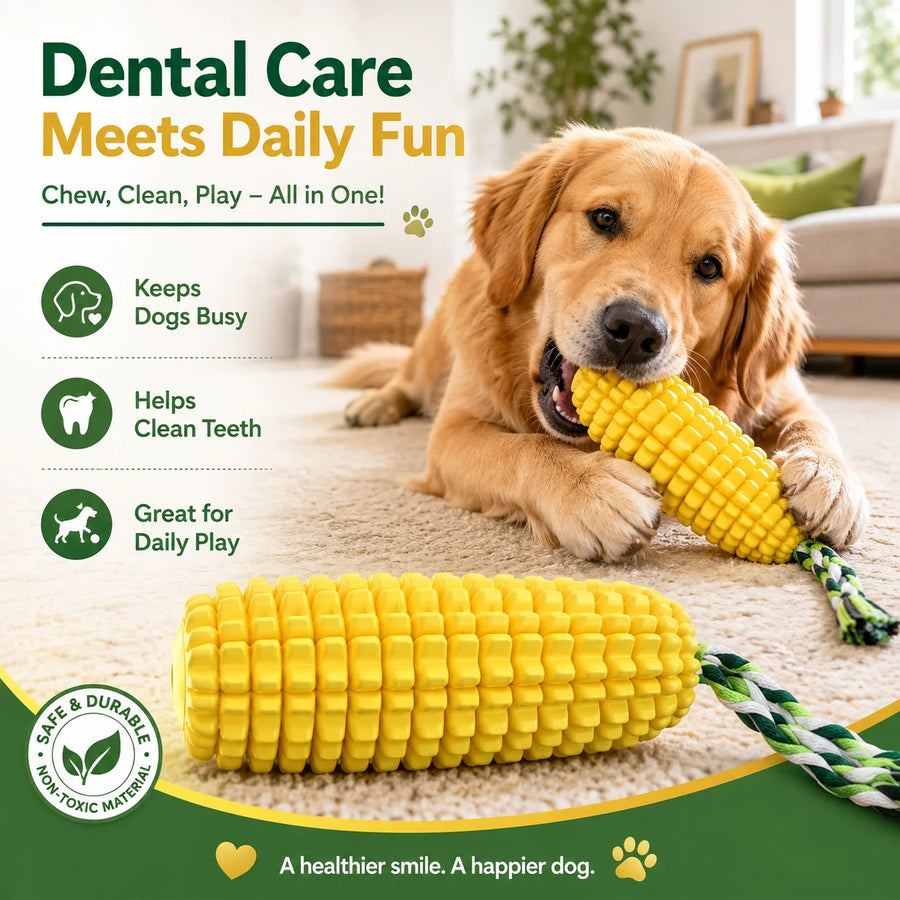 Tough and durable corn chew toy built for strong chewers