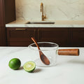 Glass Milk Pot with Wood Handle