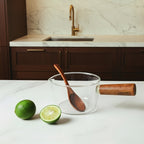 Glass Milk Pot with Wood Handle
