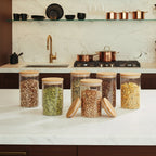 Glass Storage Jars with Bamboo Lids Set