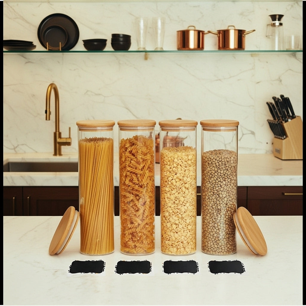 Square Glass Storage Jars 1450ml - Wide Mouth