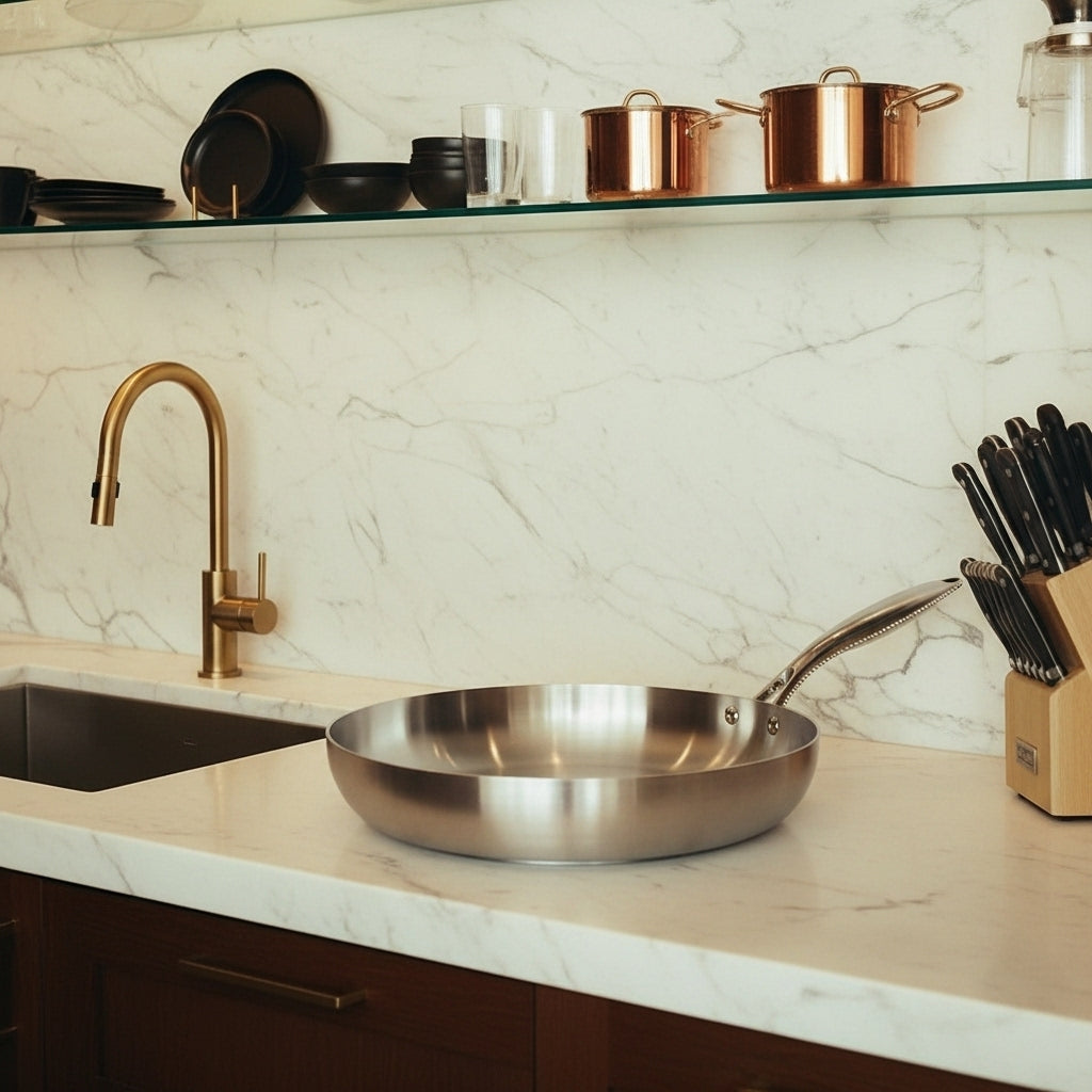 Premium Uncoated Stainless Steel Frying Pan